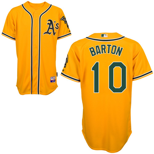 Daric Barton #10 mlb Jersey-Oakland Athletics Women's Authentic Yellow Cool Base Baseball Jersey